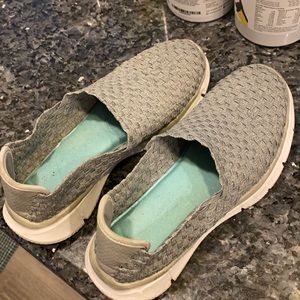Skechers gray slip on sneakers